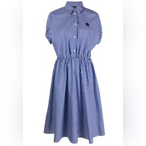 MAJE Relisa Striped Cotton Midi Dress 36